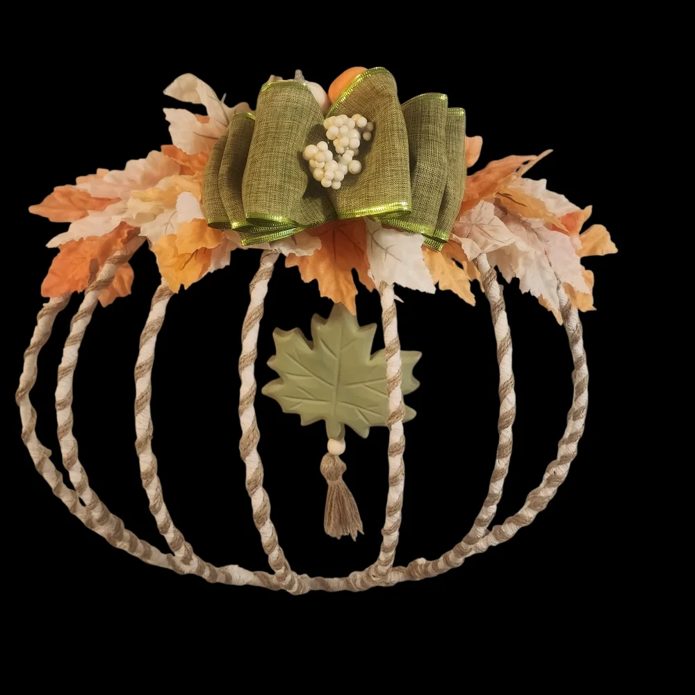 Fall Pumpkin Leaf Wreath Handmade